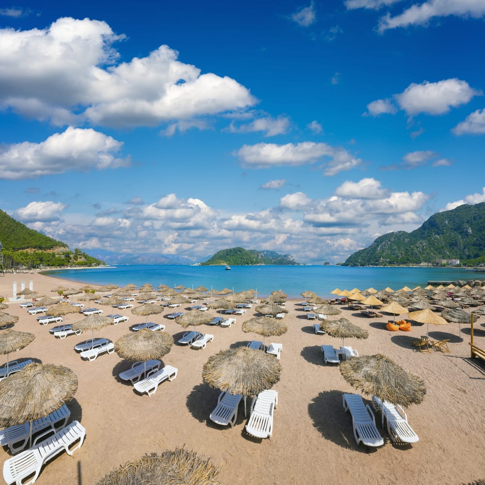 beautiful beach in icmeler, turkey