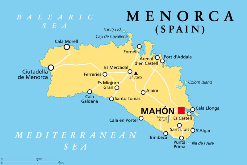 Politische Karte von Menorca