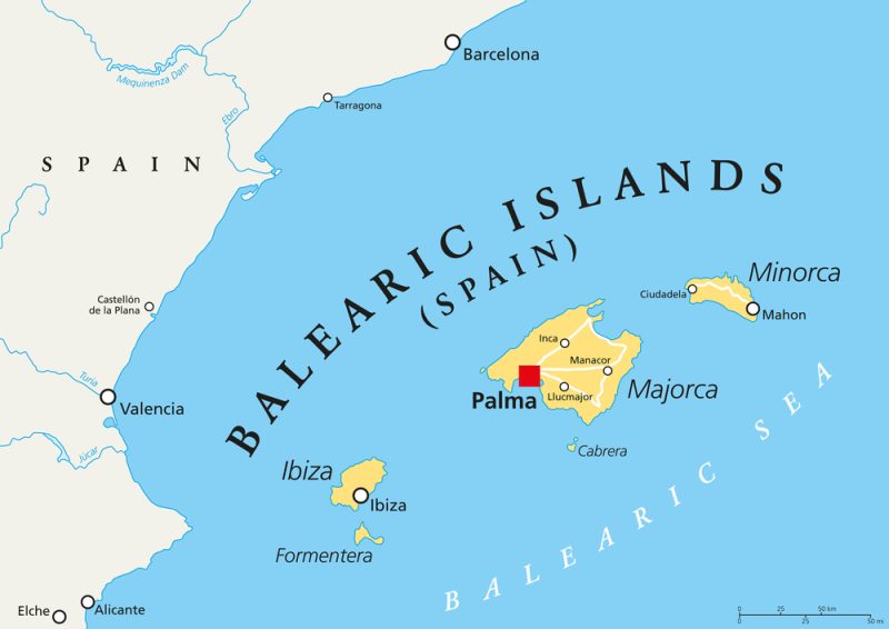 mapa político de las islas baleares