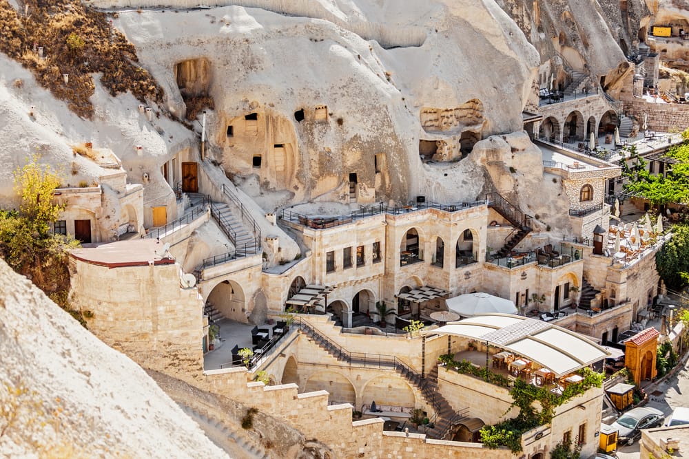 cappadocia hotels carved from stone rock, cave style
